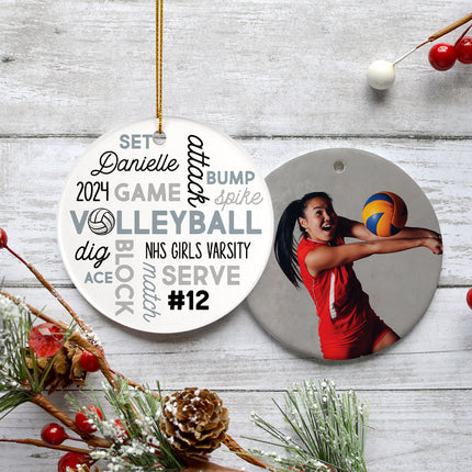 engraved personalized volleyball word cloud christmas ornament – Christmas ornament, holiday tree decoration or gift