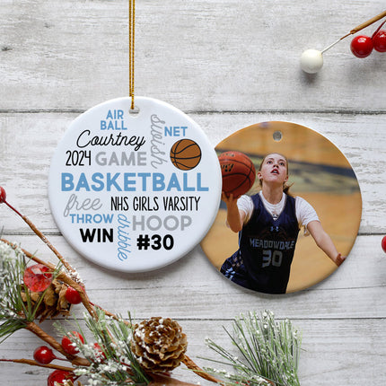holiday personalized basketball word cloud christmas ornament – Christmas ornament, holiday tree decoration or gift