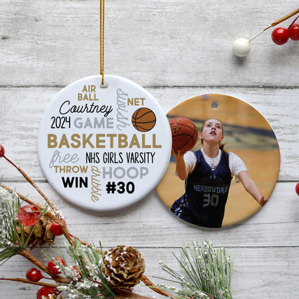 decorative personalized basketball word cloud christmas ornament – Christmas ornament, holiday tree decoration or gift