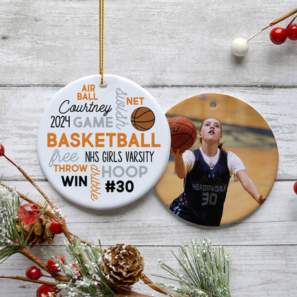 engraved personalized basketball word cloud christmas ornament – Christmas ornament, holiday tree decoration or gift