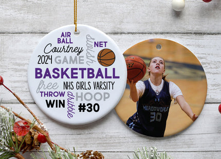 engraved personalized basketball word cloud christmas ornament – Christmas ornament, holiday tree decoration or gift