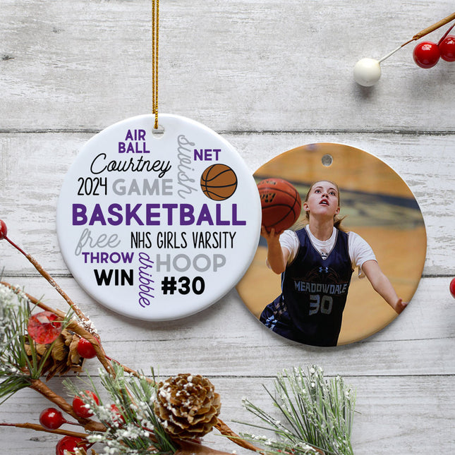 engraved personalized basketball word cloud christmas ornament – Christmas ornament, holiday tree decoration or gift