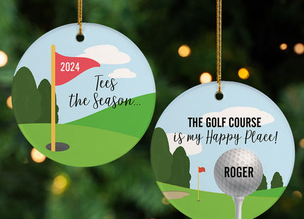 keepsake personalized golf happy place christmas ornament – Christmas ornament, holiday tree decoration or gift