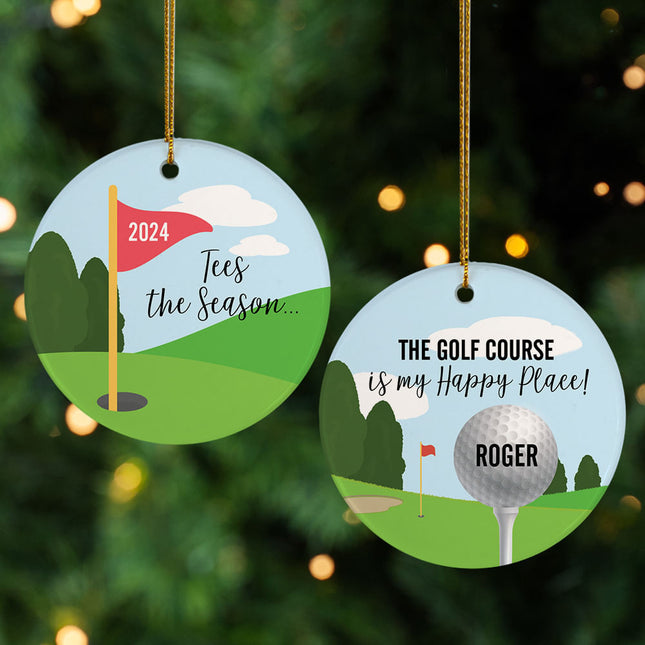 keepsake personalized golf happy place christmas ornament – Christmas ornament, holiday tree decoration or gift