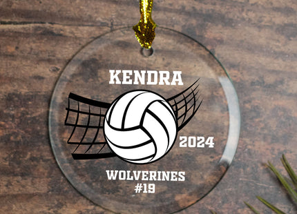 holiday personalized volleyball glass christmas ornament – Christmas ornament, holiday tree decoration or gift