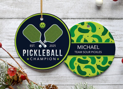 decorative personalized pickle ball christmas ornament – Christmas ornament, holiday tree decoration or gift