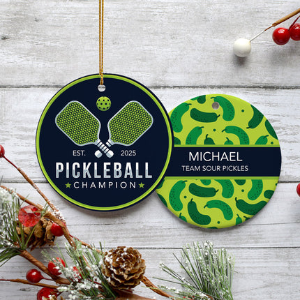 decorative personalized pickle ball christmas ornament – Christmas ornament, holiday tree decoration or gift