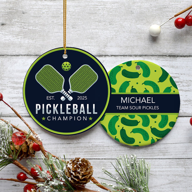 decorative personalized pickle ball christmas ornament – Christmas ornament, holiday tree decoration or gift