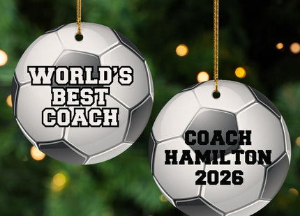 engraved personalized world?s best soccer coach christmas ornament – Christmas ornament, holiday tree decoration or gift