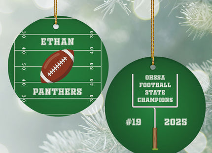 decorative personalized football christmas ornament – Christmas ornament, holiday tree decoration or gift