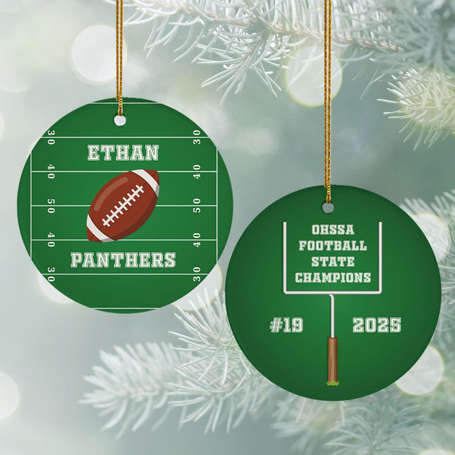 decorative personalized football christmas ornament – Christmas ornament, holiday tree decoration or gift