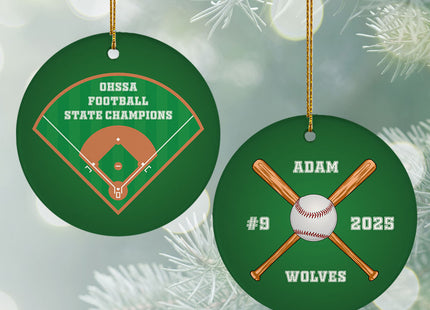 custom personalized baseball christmas ornament – Christmas ornament, holiday tree decoration or gift