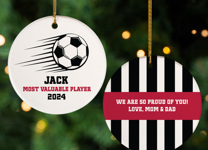 keepsake personalized soccer christmas ornament – Christmas ornament, holiday tree decoration or gift