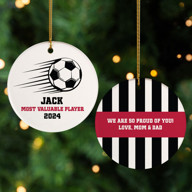 Soccer Personalzied Ceramic Round Ornament - No Photo