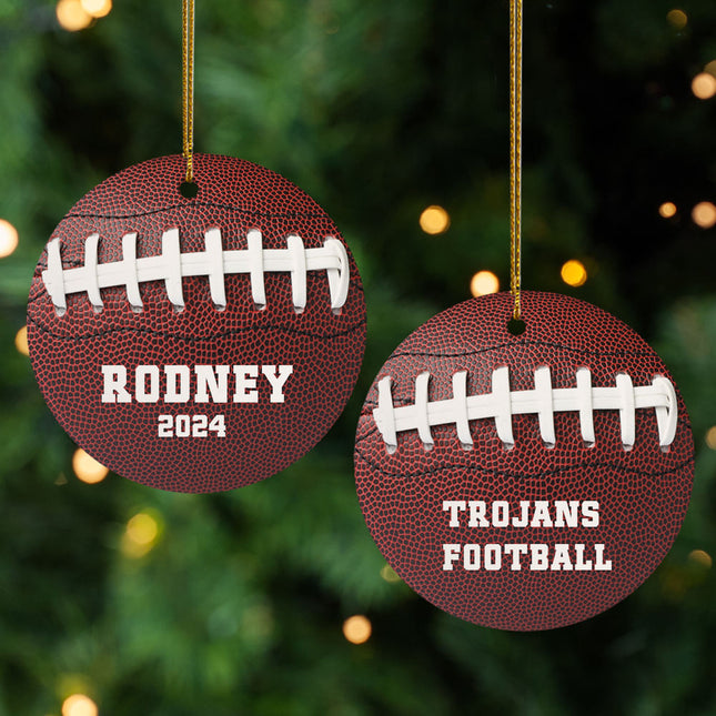 decorative personalized football christmas ornament – Christmas ornament, holiday tree decoration or gift