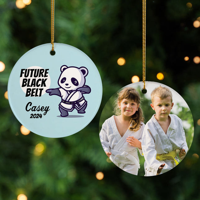 engraved personalized future black belt christmas ornament – Christmas ornament, holiday tree decoration or gift