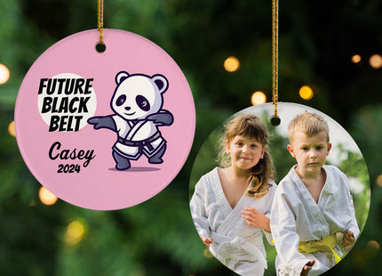 custom personalized future black belt christmas ornament – Christmas ornament, holiday tree decoration or gift