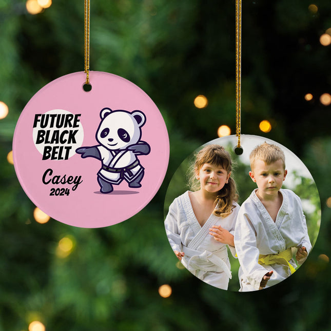 custom personalized future black belt christmas ornament – Christmas ornament, holiday tree decoration or gift