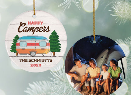 holiday personalized happy campers christmas ornament – Christmas ornament, holiday tree decoration or gift