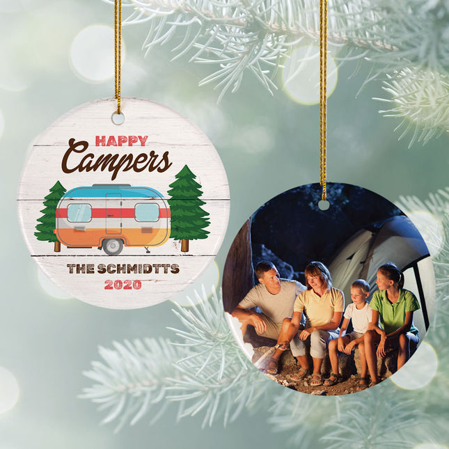 holiday personalized happy campers christmas ornament – Christmas ornament, holiday tree decoration or gift