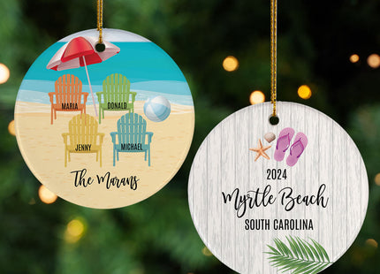 engraved personalized adirondack 3 chairs family christmas ornament – Christmas ornament, holiday tree decoration or gift