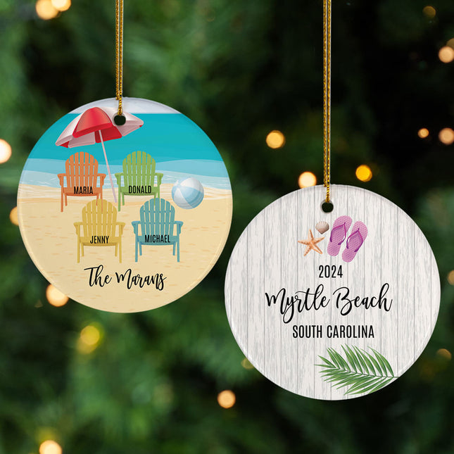 engraved personalized adirondack 3 chairs family christmas ornament – Christmas ornament, holiday tree decoration or gift