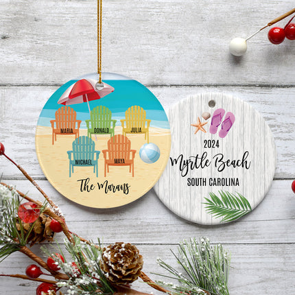 custom personalized adirondack chairs family of 4 christmas ornament – Christmas ornament, holiday tree decoration or gift