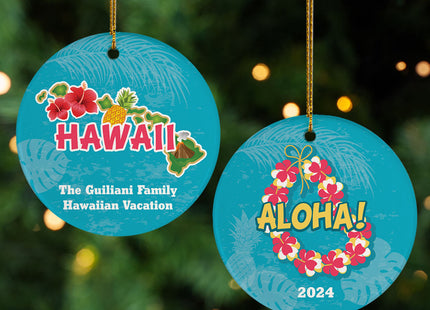 holiday personalized hawaii christmas ornament – Christmas ornament, holiday tree decoration or gift