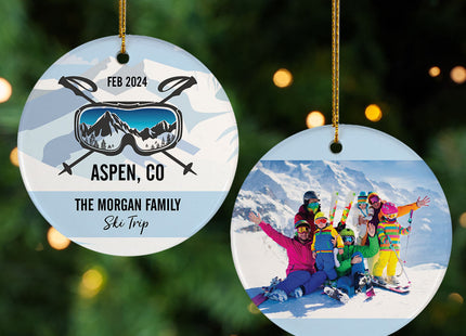 decorative personalized ski trip christmas ornament – Christmas ornament, holiday tree decoration or gift