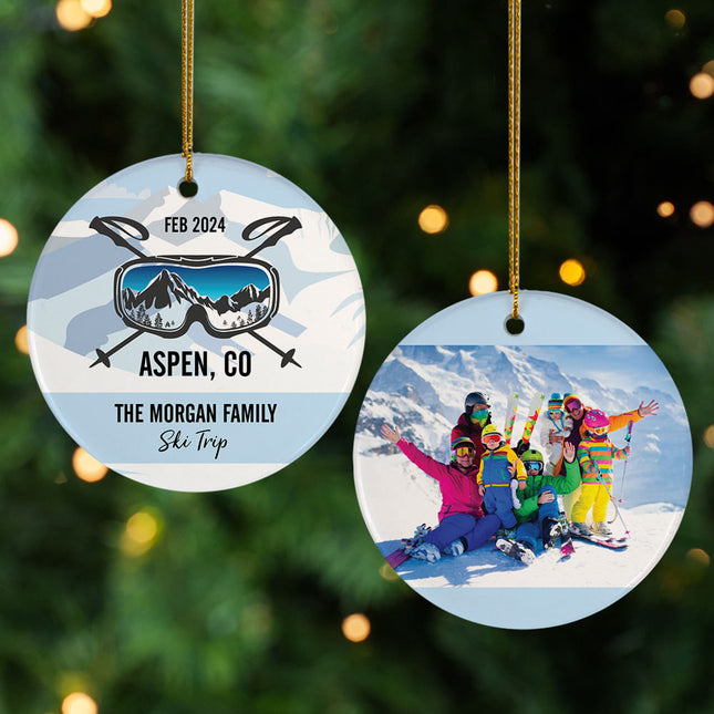 decorative personalized ski trip christmas ornament – Christmas ornament, holiday tree decoration or gift