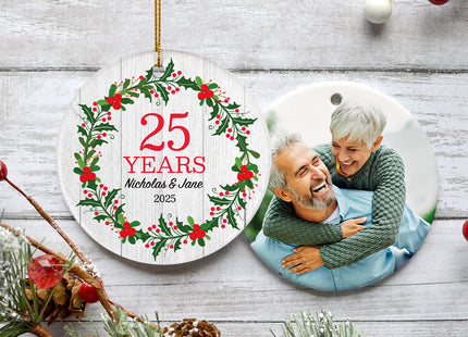 engraved personalized anniversary with photo christmas ornament – Christmas ornament, holiday tree decoration or gift