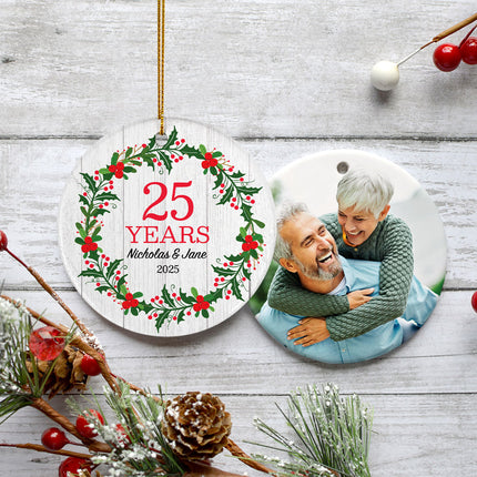 engraved personalized anniversary with photo christmas ornament – Christmas ornament, holiday tree decoration or gift