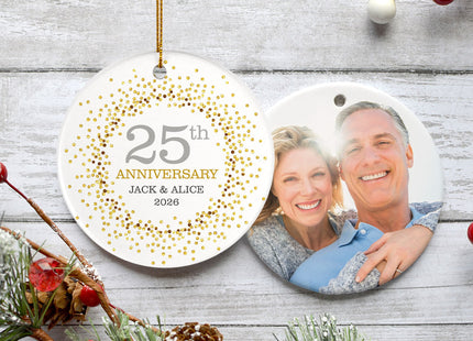 engraved personalized 25th anniversary photo christmas ornament – Christmas ornament, holiday tree decoration or gift