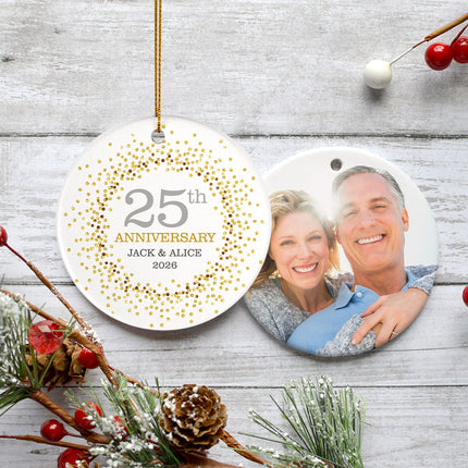 engraved personalized 25th anniversary photo christmas ornament – Christmas ornament, holiday tree decoration or gift