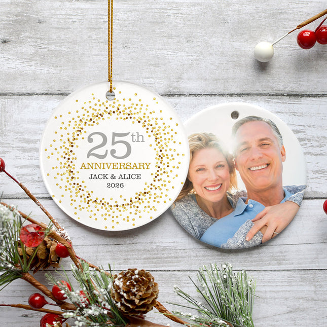 engraved personalized 25th anniversary photo christmas ornament – Christmas ornament, holiday tree decoration or gift