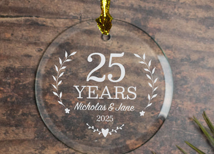 decorative personalized anniversary glass heart christmas ornament – Christmas ornament, holiday tree decoration or gift