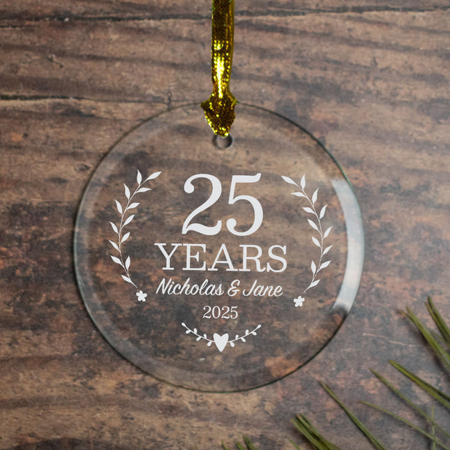 decorative personalized anniversary glass heart christmas ornament – Christmas ornament, holiday tree decoration or gift