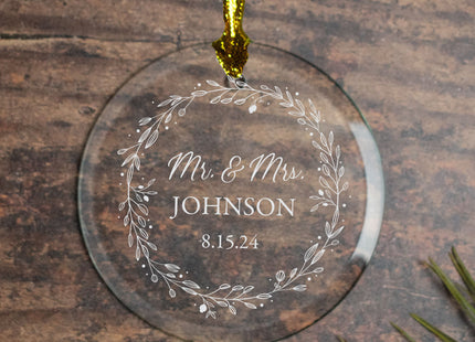 decorative personalized mr. & mrs glass christmas ornament – Christmas ornament, holiday tree decoration or gift