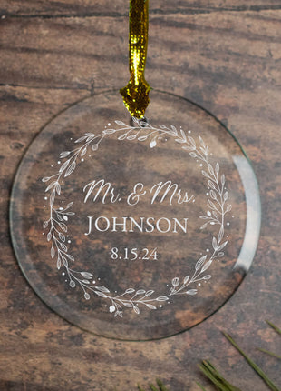 Personalized Elegant Mr. & Mrs. Christmas Ornament by ORNAMENT SHOP EXCLUSIVE Personalized Glass Ornament
