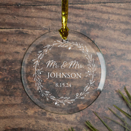decorative personalized mr. & mrs glass christmas ornament – Christmas ornament, holiday tree decoration or gift