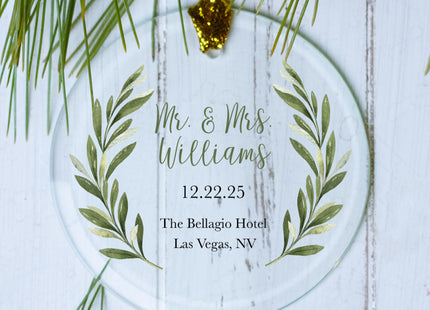 engraved personalized mr & mrs botanical christmas ornament – Christmas ornament, holiday tree decoration or gift