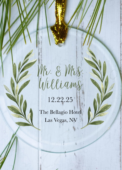 Personalized Mr & Mrs Botanical Christmas Ornament by ORNAMENT SHOP EXCLUSIVE Personalized Glass Ornament