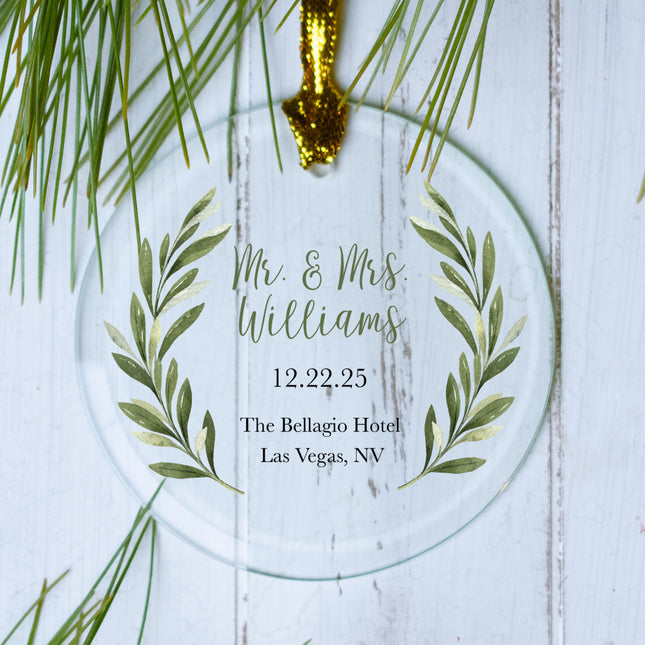 engraved personalized mr & mrs botanical christmas ornament – Christmas ornament, holiday tree decoration or gift