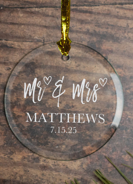 Personalized Mr. & Mrs Glass Christmas Ornament by ORNAMENT SHOP EXCLUSIVE Personalized Glass Ornament