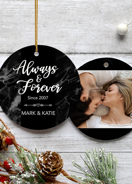 Always and Forever Personalized Ceramic Round Ornament - ORNAMENT EXCLUSIVE Personalized Ornament