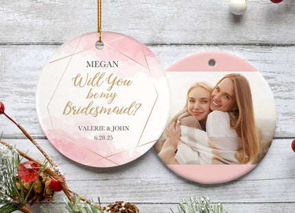custom personalized be my bridesmaid christmas ornament – Christmas ornament, holiday tree decoration or gift