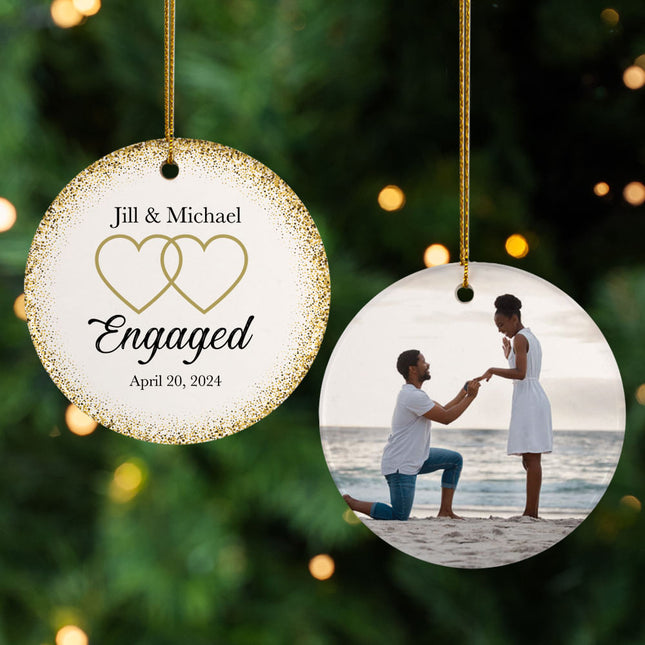 personalized personalized two heart engaged christmas ornament – Christmas ornament, holiday tree decoration or gift