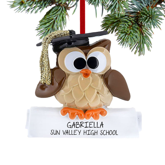 engraved personalized owl graduate christmas ornament – Christmas ornament, holiday tree decoration or gift