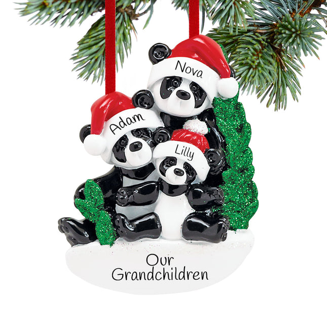 Panda Bear Family Personalized Ornament - 2, 3, 5, 6 Family Members