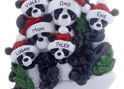 decorative personalized panda bear family of 6 christmas ornament – Christmas ornament, holiday tree decoration or gift